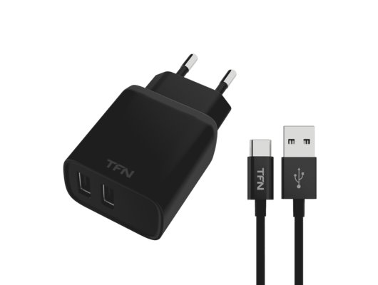 Зарядное устройство TFN СЗУ2 RAPID 2.4A+TypeC black (TFN-WCRPD12W2U03)